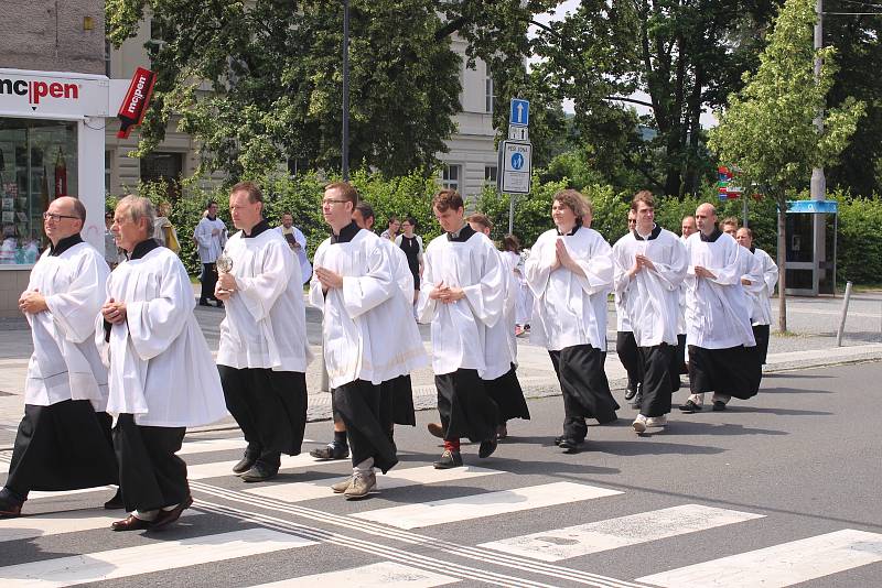 Mše svatá k svátku Těla a Krve Páně ve zlínském Parku Komenského. 23.6.2019