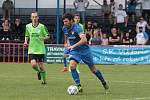 Fotbalisté Koryčan (v zelených dresech) zvítězili na hřišti v Otrokovicích nad tamní rezervou 3:2.