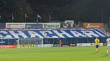 Fotbalisté Zlína (ve žlutých dresech) prohráli v předehrávce 9. kola FORTUNA:LIGY nad Baníkem Ostrava 1:2.