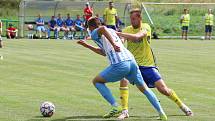 Fotbalisté Zlína (žluté dresy) se na hřišti v Luhačovicích utkali s druholigovým Prostějovem. Foto: Jan Zahnaš