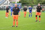 Fotbalisté Kateřinic (černé dresy) ve finále Zlínského Poháru KFS porazili Morkovice 1:0.