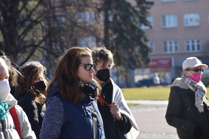 Demonstrace za návrat dětí do škol bez podmínek ve Zlíně, 7. března 2021.