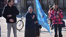 Demonstrace za návrat dětí do škol bez podmínek ve Zlíně, 7. března 2021.