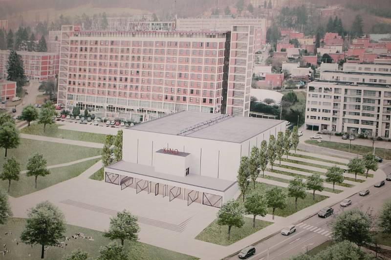 Vítězný návrh podoby Velkého kina ve Zlíně po jeho rekonstrukci.