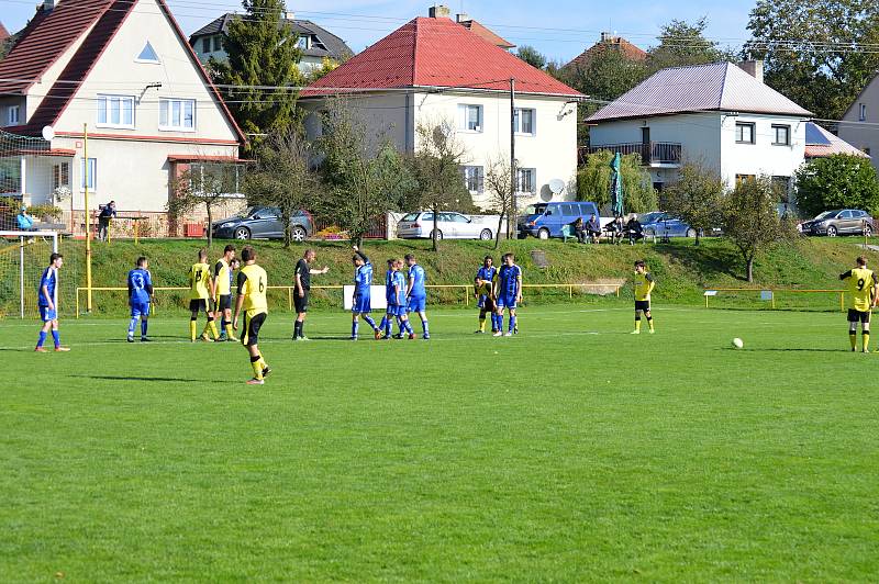 Fotbalisté Tečovic (ve žluto-černých dresech) doma našli recept na Admiru Hulín.