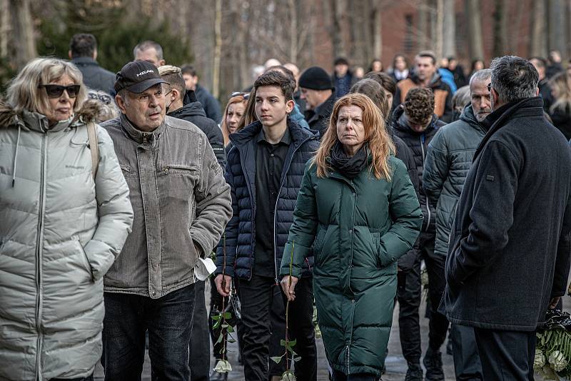 Poslední rozloučení s motocyklovým závodníkem Jakubem Gureckým na zlínském Lesním hřbitově, 12. února 2022