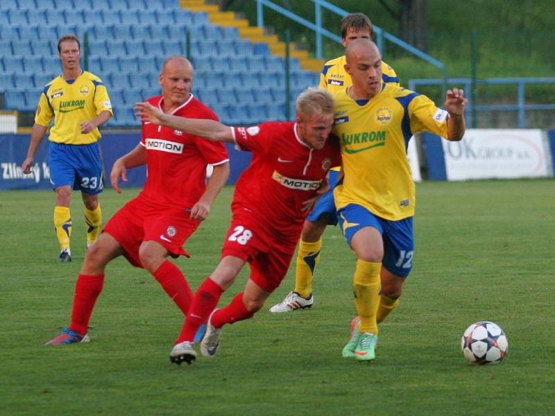 Fotbalisté Zlína (ve žlutém) porazili Brno 2:0. 