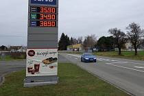 Čerpací stanice Benzina v Holešově, 6. ledna 2023.