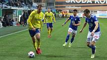 Fotbalisté Zlína (žluté dresy) v 15. kole FORTUNA:LIGY prohráli na hřišti Mladé Boleslavi 0:1.