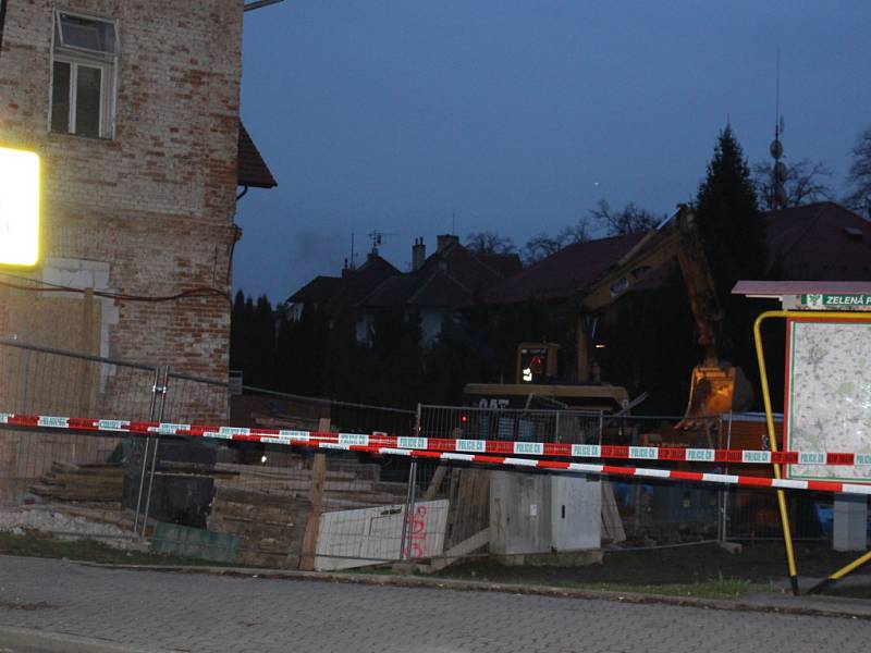 Havárie domu v rekonstrukci na Sokolské ulici ve Zlíně.