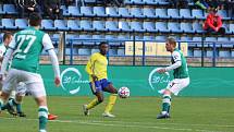 Fotbalisté Zlína (žluté dresy) v 14. kole FORTUNA:LIGY hráli s Jabloncem nerozhodně 0:0.