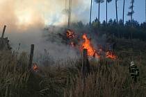 Osmatřicet jednotek hasičů bojovalo v pondělí a úterý 25. a 26. července 2022 s rozsáhlým požárem v lesním porostu u Lukovečku na Zlínsku.