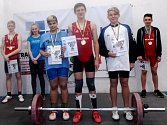 Medailisté starších žáků ( 14 let) , zleva stříbrný Jakub Velísek(Zlín), zlatý Kolář Jan(Holešov) a bronzový Zapalač Jakub(Nový Hrozenkov).