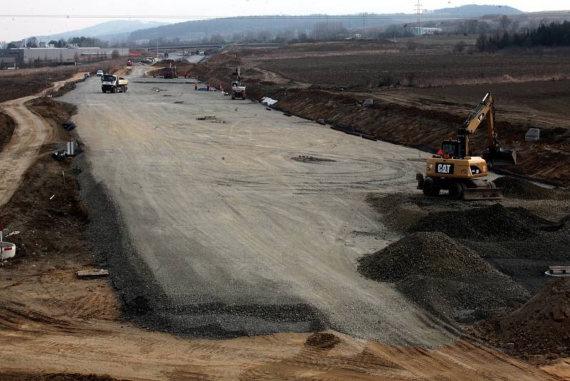 Výstavba jihovýchodního obchvatu Otrokovic, březen 2020