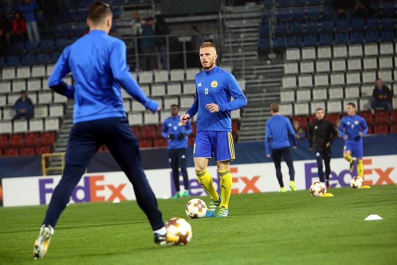 Fotbal FC FASTAV Zlín - FC Kodaň. rozcvičení před zápasem