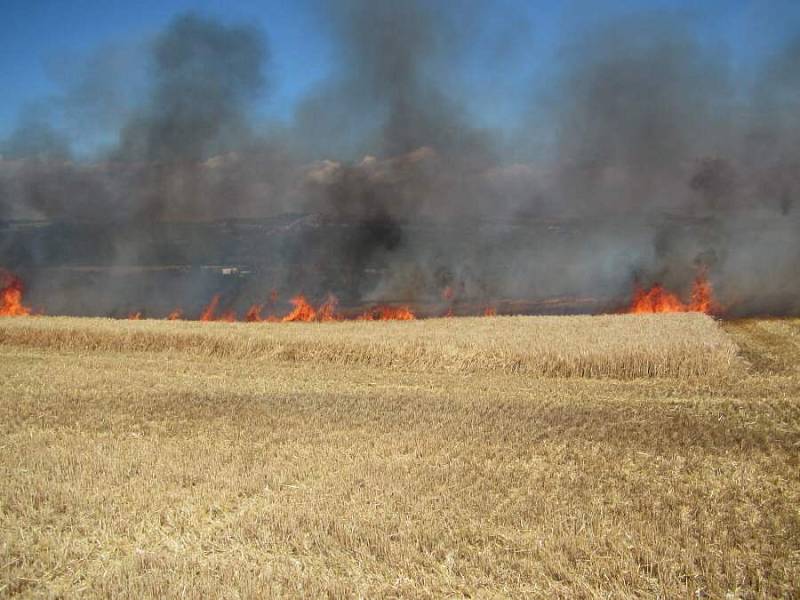 Požár pole u Halenkovic