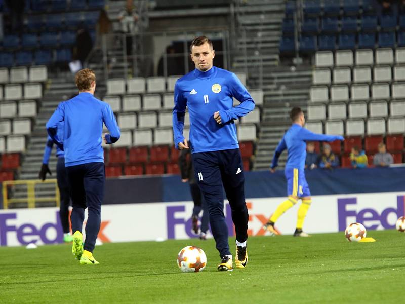 Fotbal FC FASTAV Zlín - FC Kodaň. rozcvičení před zápasem