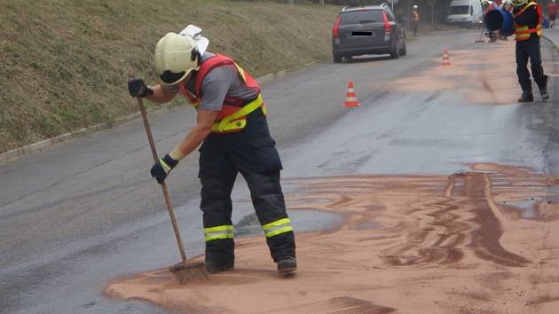 Pořádně kluzká past včera čekala na řidiče projíždějící Napajedly. V křižovatce ulic Palackého a Nábřeží se totiž asi sto metrů táhla olejová skvrna. Protože nebylo na první pohled zřejmé, o jakou látku jde, museli na místo vyjet hasiči.