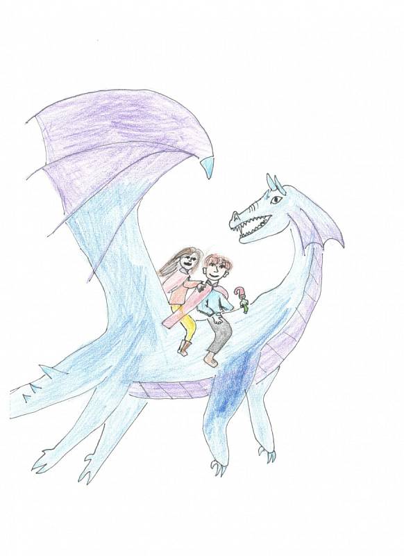Ilustrace k povídce Zamrzlé jezero a sněžný drak.
