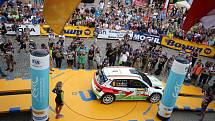 Barum Czech Rally Zlín 2017 start na náměstí Míru ve Zlíně
