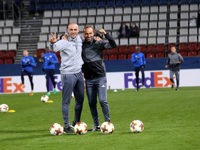 Fotbal FC FASTAV Zlín - FC Kodaň. rozcvičení před zápasem