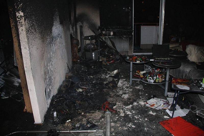 Požár bytu v panelovém domě na Jižních Svazích ve Zlíně.