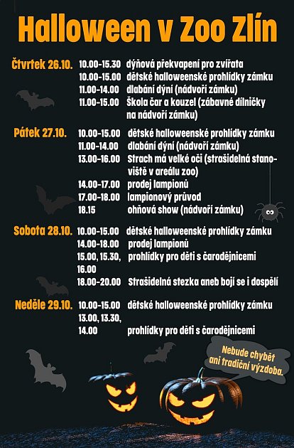 Halloween v Zoo Zlín 2023 - programový plakát