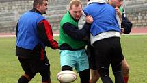 Příprava reprezentace ČR v rugby na Stadionu mládeže ve Zlíně.