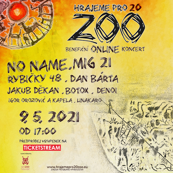 Benefiční online koncert Hrajeme pro 20 zoo potěší všechny hudební nadšence už v neděli 9. května od 17 hodin.