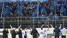 Oslava vítězství Slovácka v derby s fanoušky