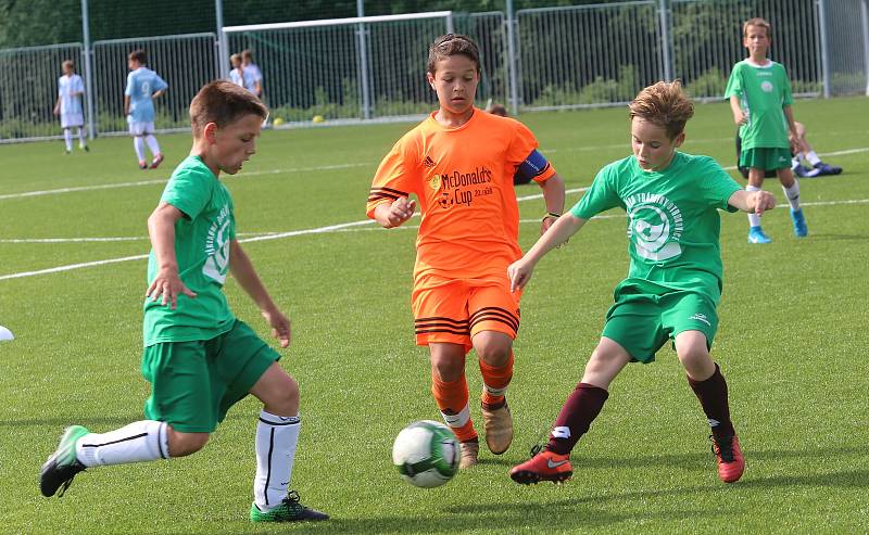 Fotbal McDonlads Cup. Krajské kolo Vršava Zlín. ZŠ Trávníky Otrokovice  (v zeleném) - ZŠ Sportovní Uherské Hradiště