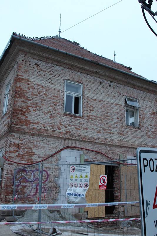 Havárie domu v rekonstrukci na Sokolské ulici ve Zlíně.