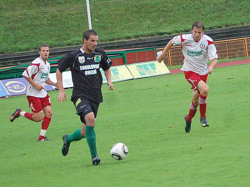 Utkání druhého kola druhé fotbalové ligy FK Baník Sokolov – FC Tescoma Zlín 2:3.