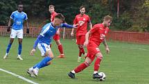 Fotbalisté Otrokovic (červené dresy) doma podlehli Baníku Ostrava "B" 1:4.