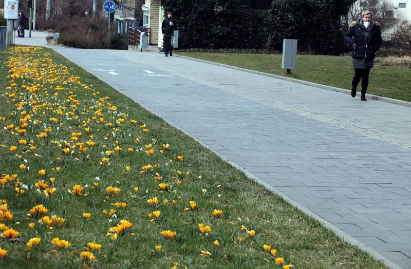 Sobotní dopoledne v centru Zlína, 13. března 2021