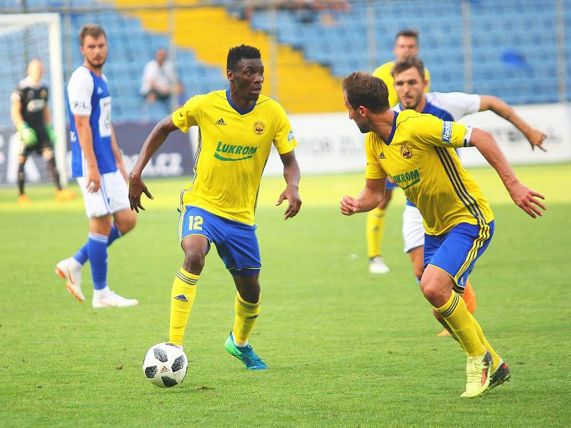 Fotbalisté Zlína (ve žlutých dresech) předvedli proti Mladé Boleslavi strhující obrat a v 1. kole FORTUNA:LIGY nakonec zvítězili 3:2.