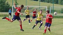 Fotbalisté Újezdu (ve žlutých dresech) v nedělním přípravném zápase podlehli Valašským Kloboukům 2:6