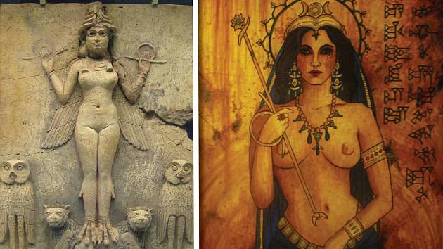 Různé podoby bohyně Ištar. 