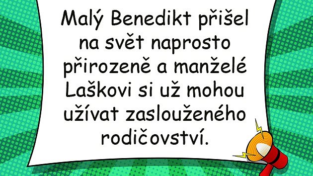 Gábina Lašková porodila chlapečka jménem Benedikt.