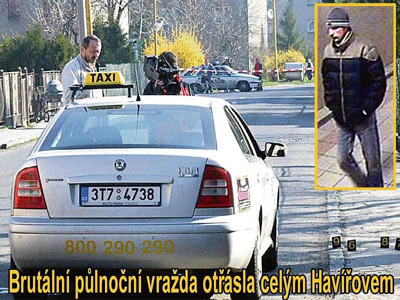 V tomto autě byl taxikář ubodán. Ve výřezu: Podezřelý muž, který má podle policistů s vraždou určitě něco společného.