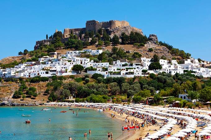 Řecký ostrov Rhodos, město Lindos