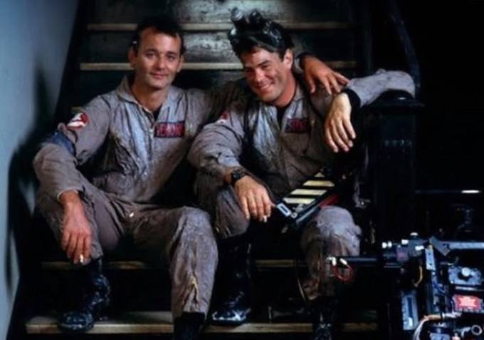 Bill Murray a Dan Aykroy během natáčení Ghostbusters.