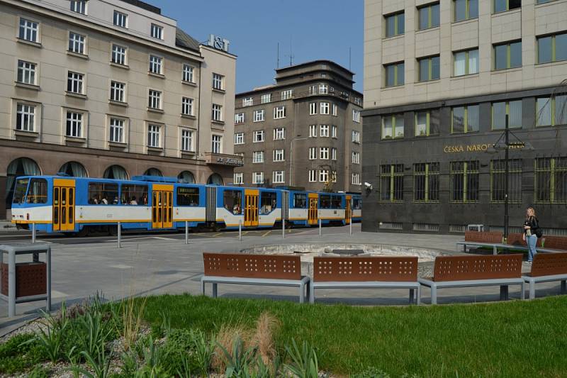Takto vypadalo náměstí Dr. E. Beneše v centru Ostravy ještě v pondělí 3. dubna 2017.