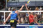 Turnaj Světové série Ostrava Beach Open, 21. června 2018, na snímku (zleva) Alison Cerutti a David Lenc.