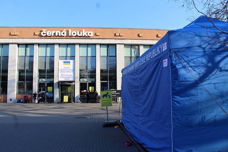 Krajské asistenční centrum pomoci Ukrajině na Černé louce v Ostravě, sobota 19. března 2022.