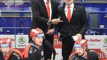 Utkání 13. kola hokejové extraligy: HC Vítkovice Ridera - Mountfield Hradec Králové, 25. října 2019 v Ostravě. Na snímku (zleva) Vladimír Růžička a Tomáš Martinec.