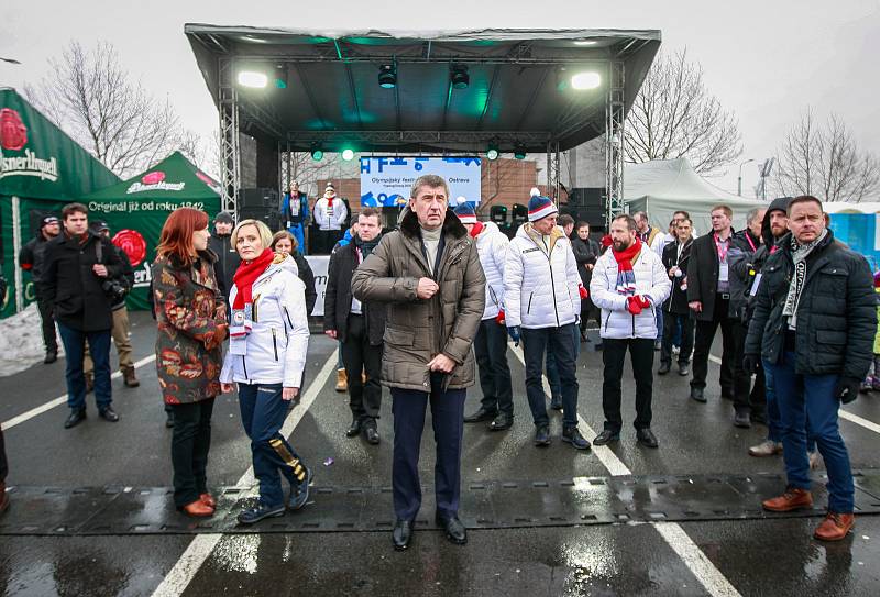 Zahájení olympijského festivalu u Ostravar arény v Ostravě.Andrej Babiš navštívil olympijský festival v Ostravě