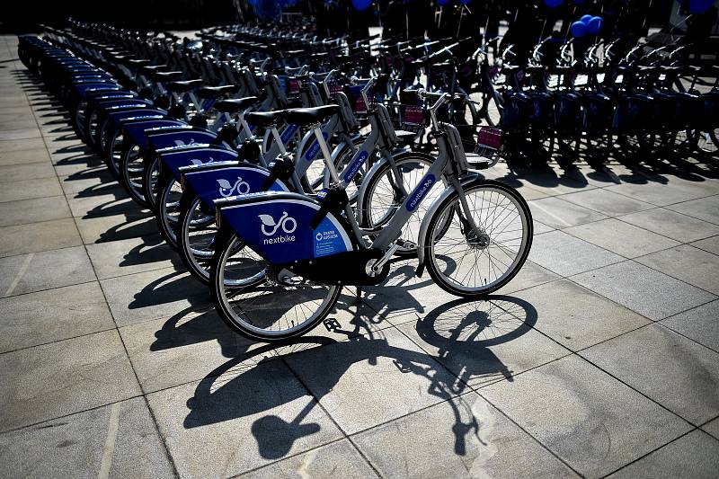 Sdílená jízdní kola Nextbike, 15. dubna 2019 v Ostravě.