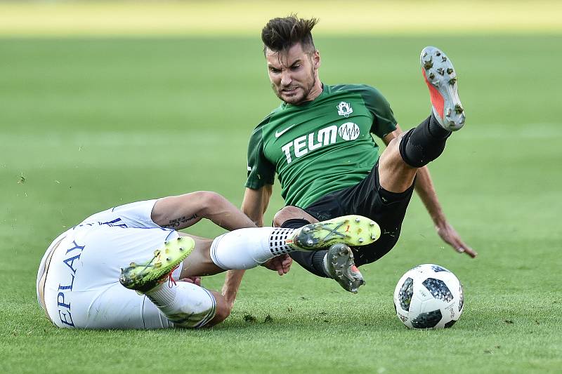 Utkání 1. kola první fotbalové ligy: Baník Ostrava - FK Jablonec, 23. července 2018 v Ostravě. (vlevo) Jánoš Adam a Trávník Michal.