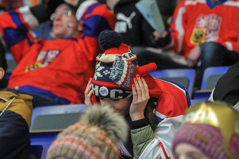 Olympijský festival v Ostravě, 23. února 2018. Sledování hokejového zápasu Česko-Rusko.